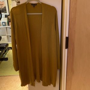 Eileen Fisher 100% Wool Dijon Colored Long Ribbed Cardigan